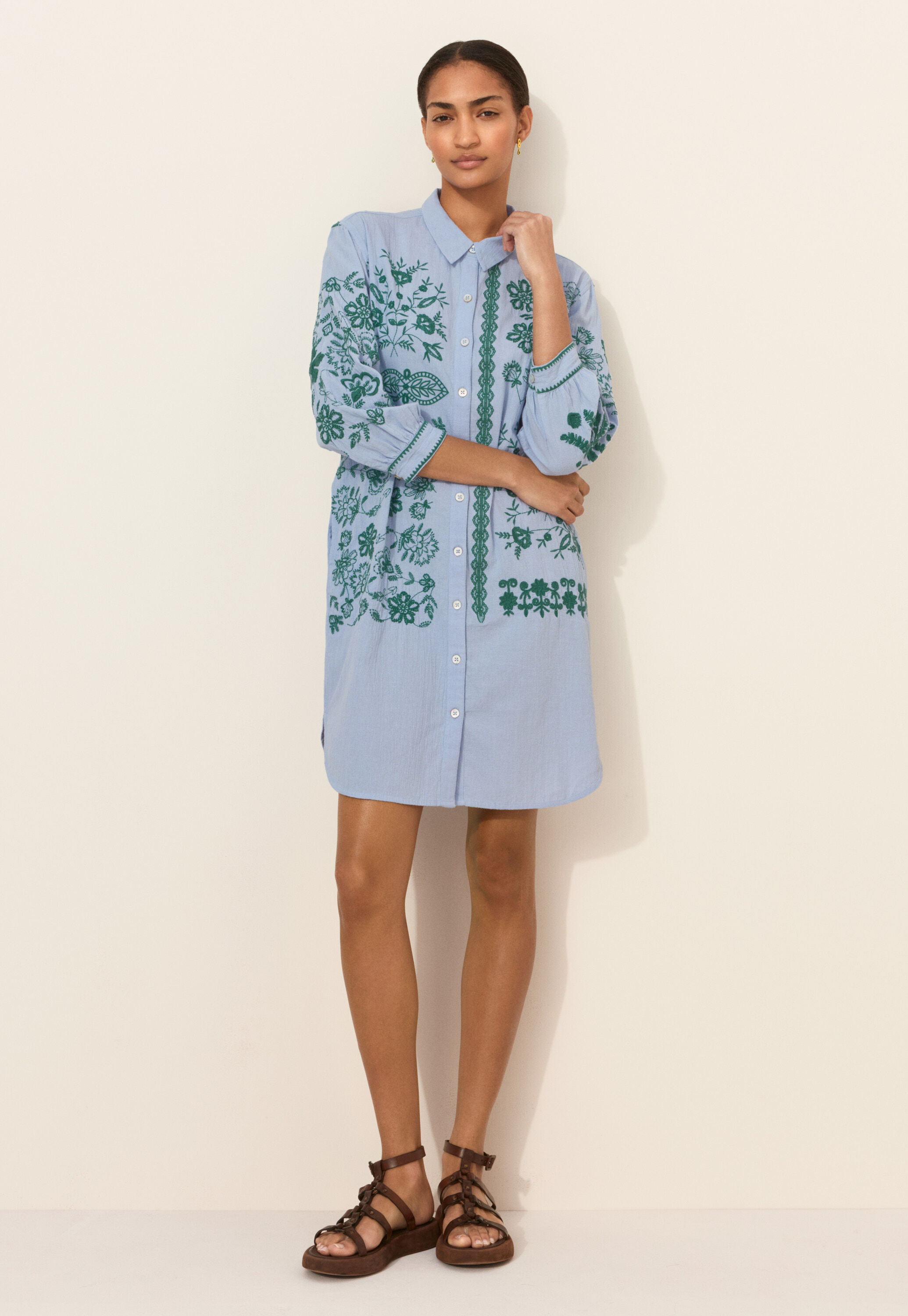 Kleid mit platzierter Stickerei