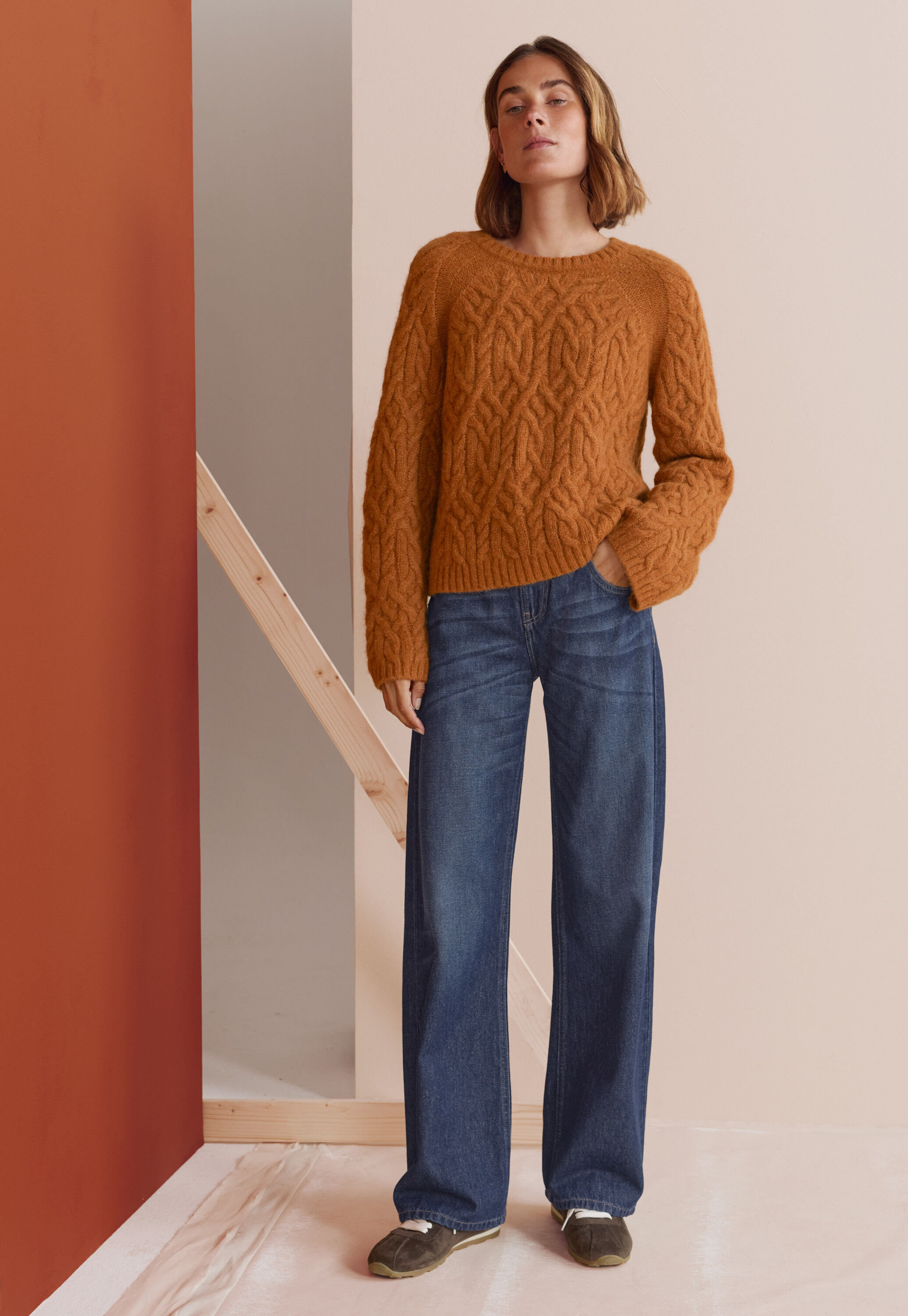 Zopfmuster-Pullover