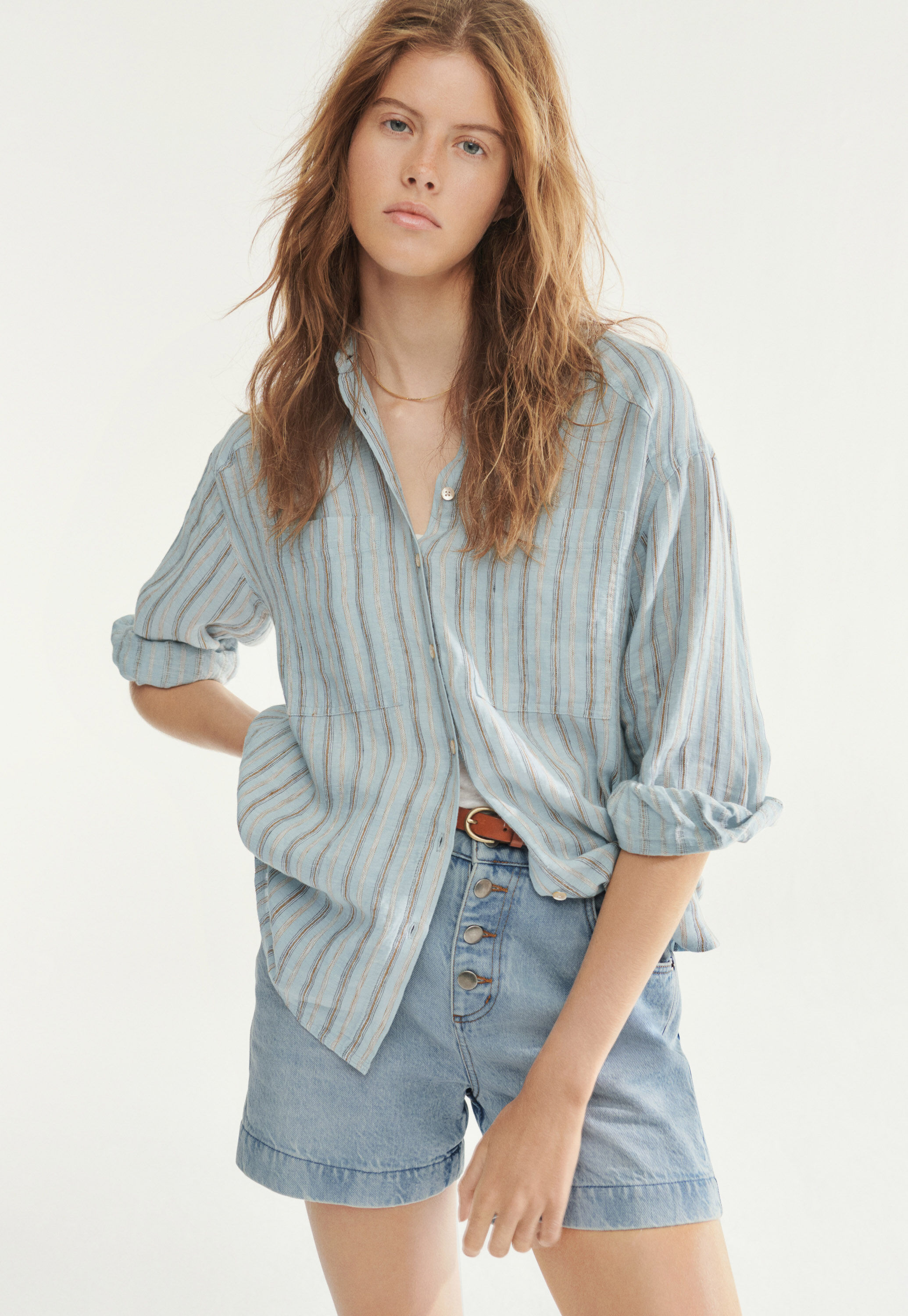 Denim-Shorts mit hoher Taille