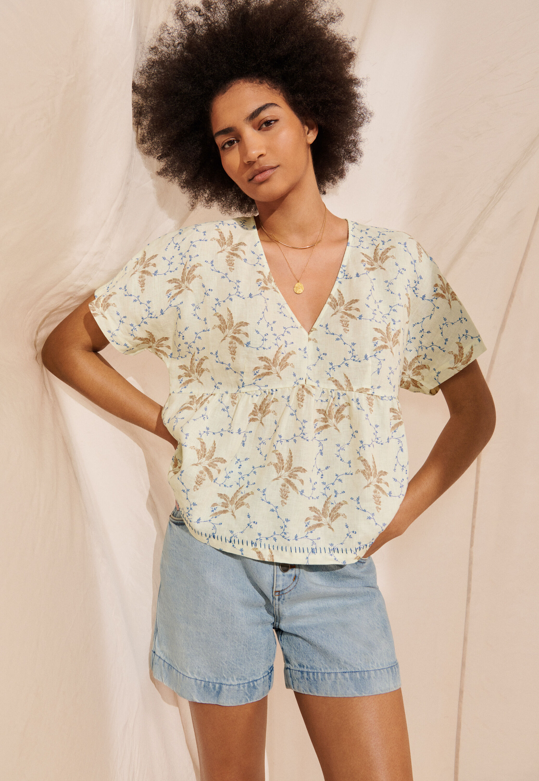 Denim-Shorts mit hoher Taille