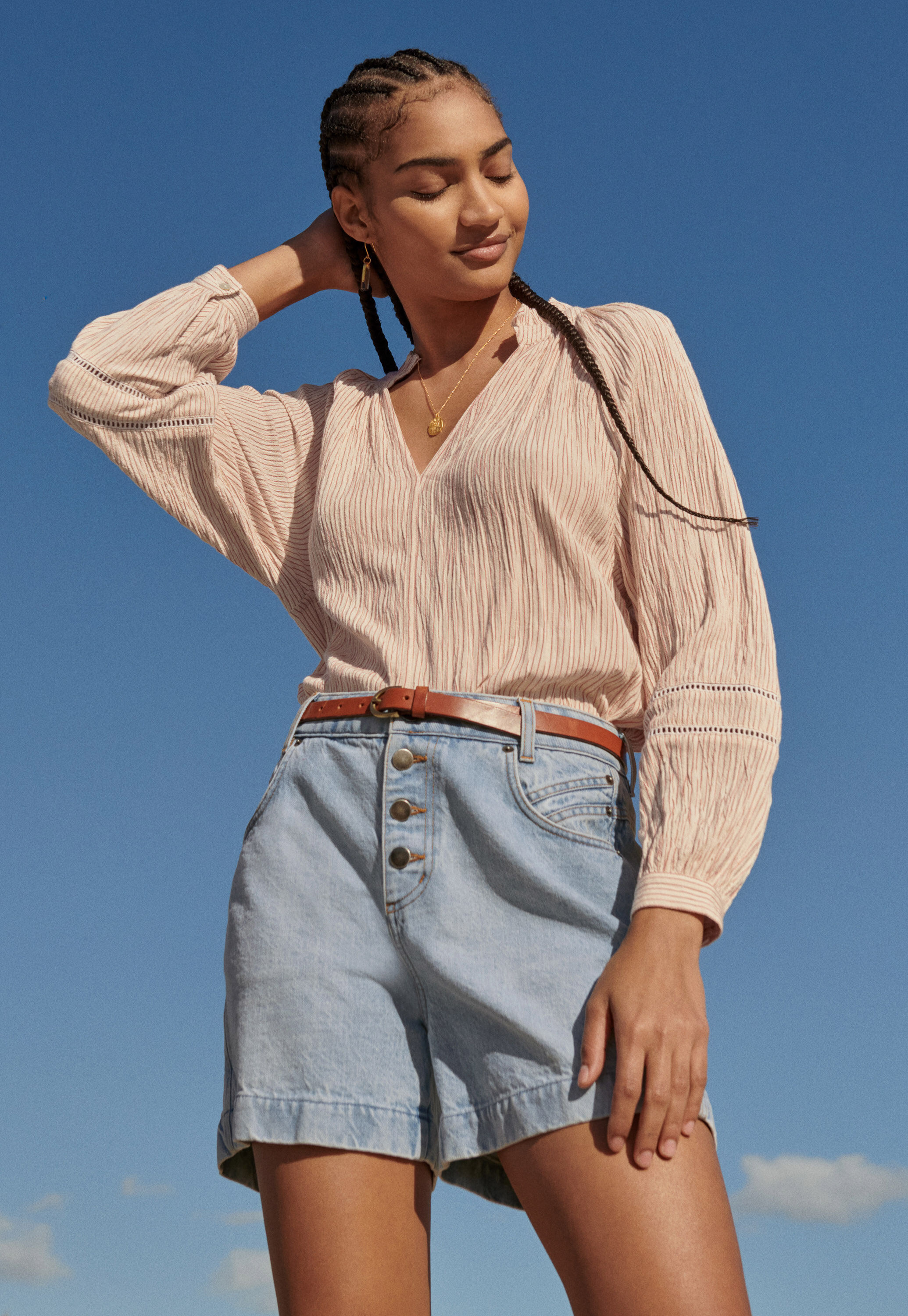 Denim-Shorts mit hoher Taille