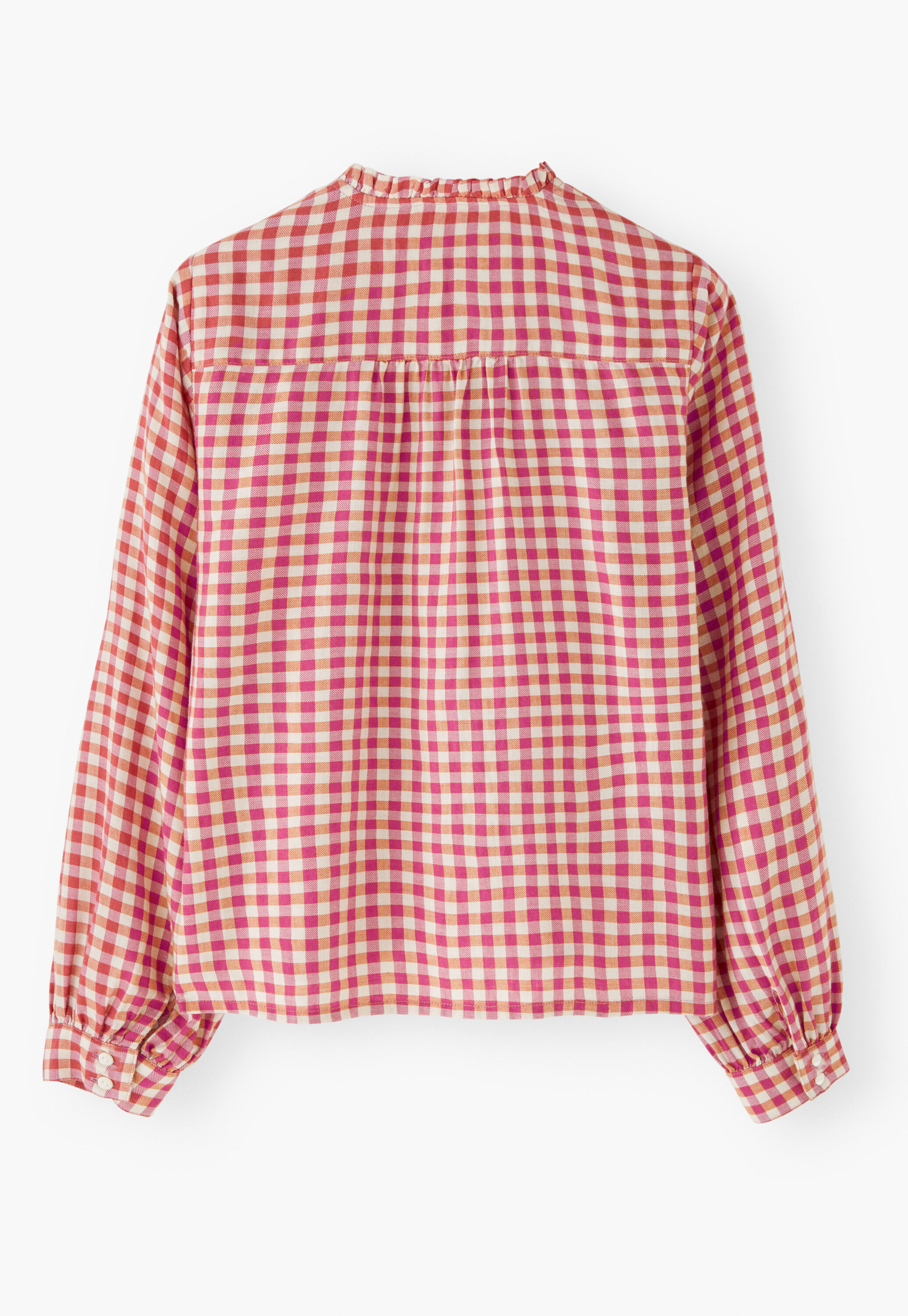 Vichy-Karo-Bluse mit R&uuml;schen