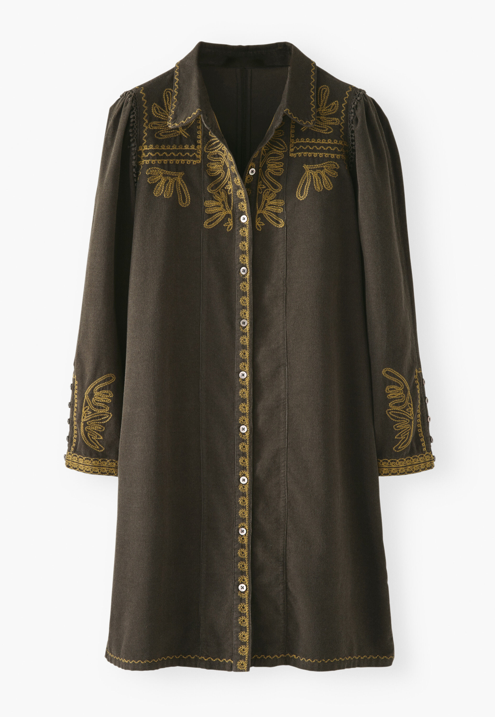 Besticktes Cord-Shiftkleid