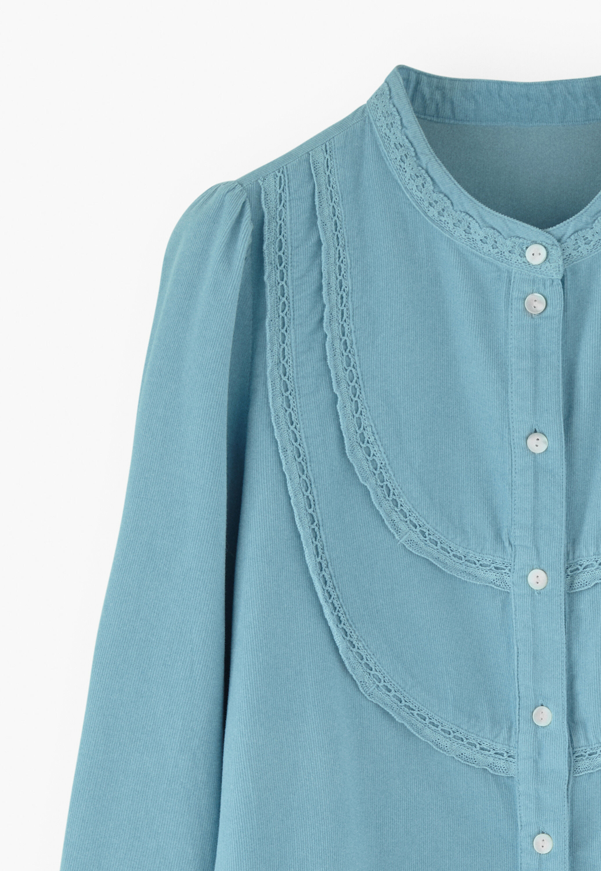 Cordbluse mit Spitze