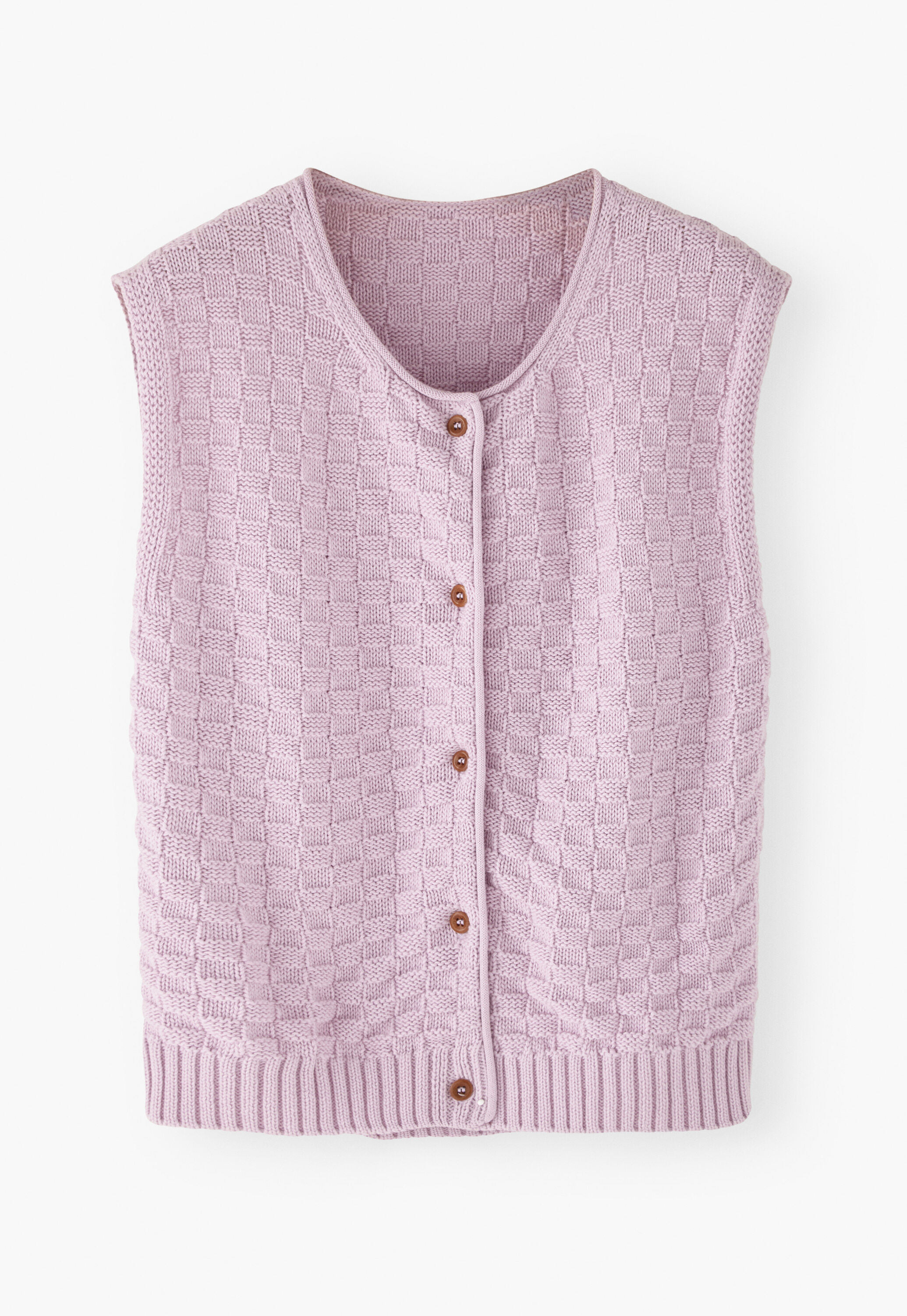 &Auml;rmelloser Pullover mit Korbmuster