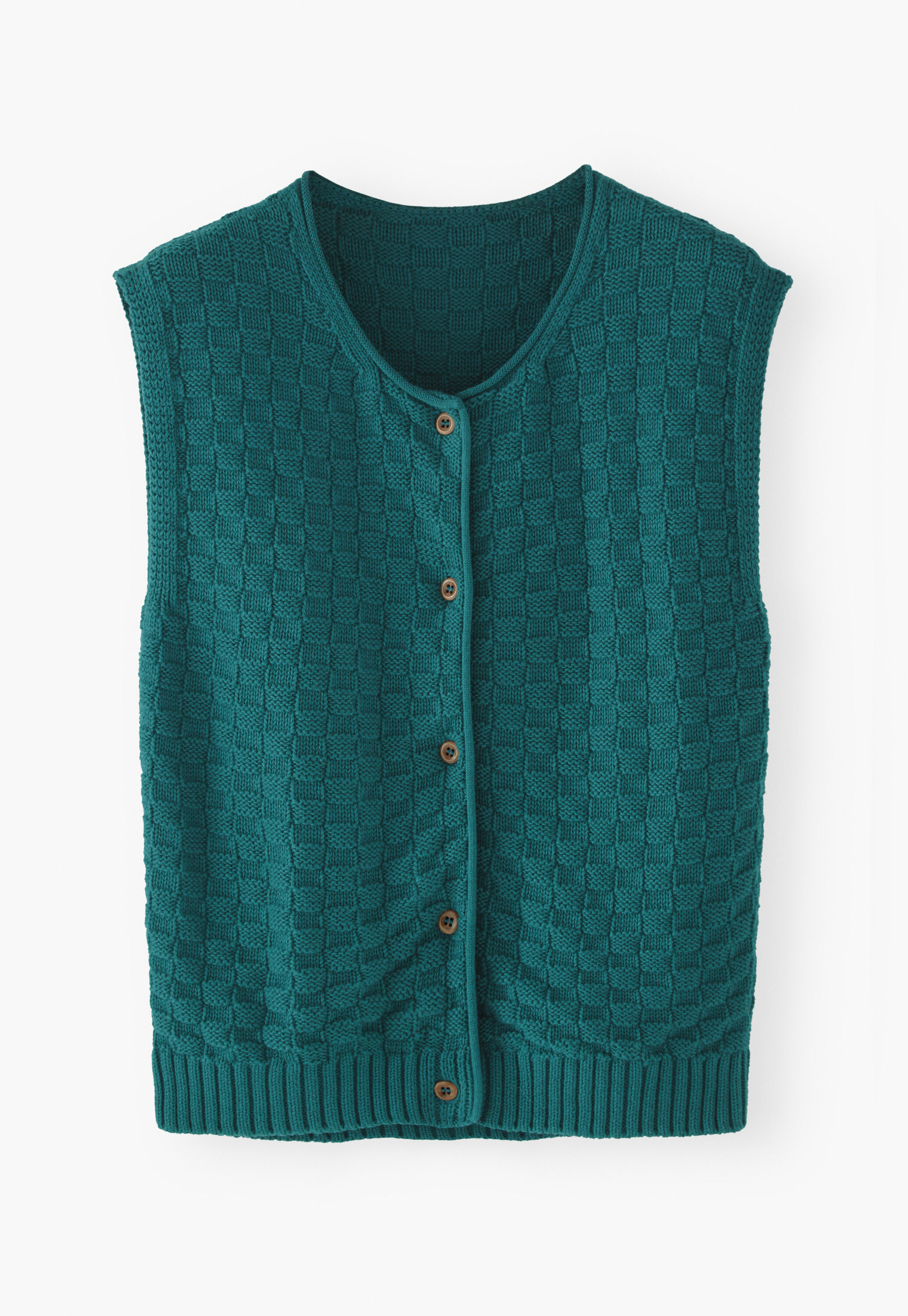 &Auml;rmelloser Pullover mit Korbmuster