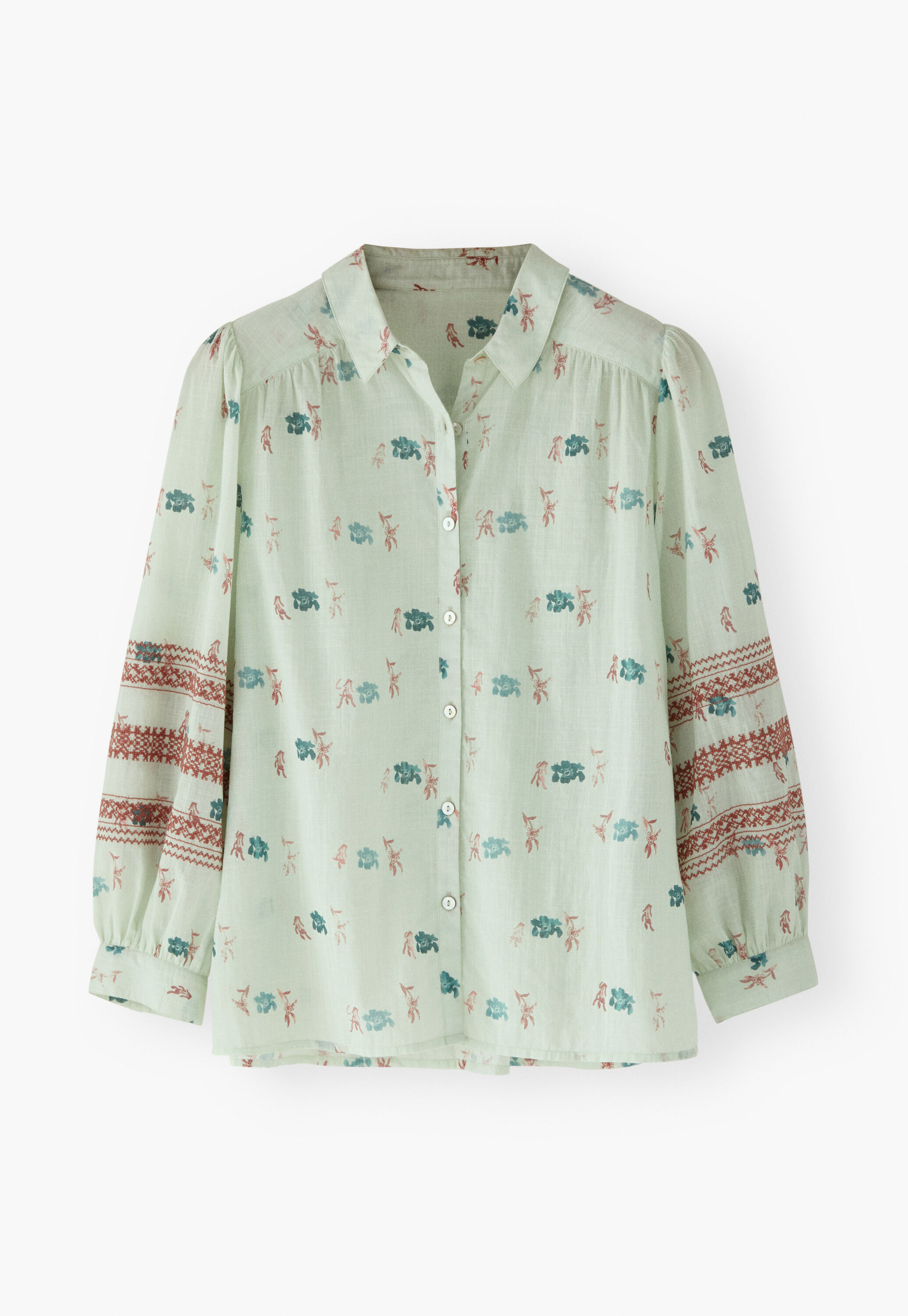 Bestickte Bluse mit Print
