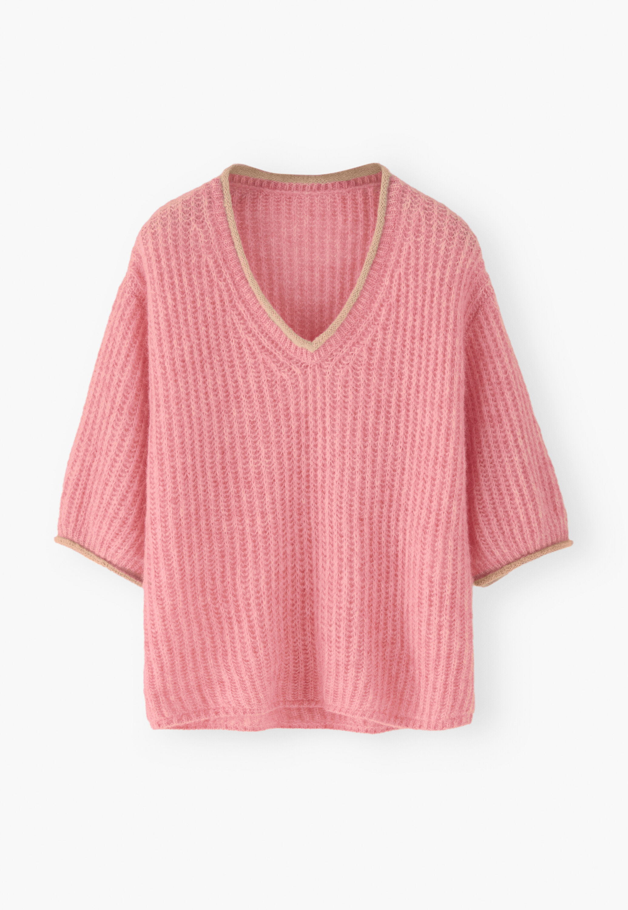 Ripppullover mit V-Ausschnitt