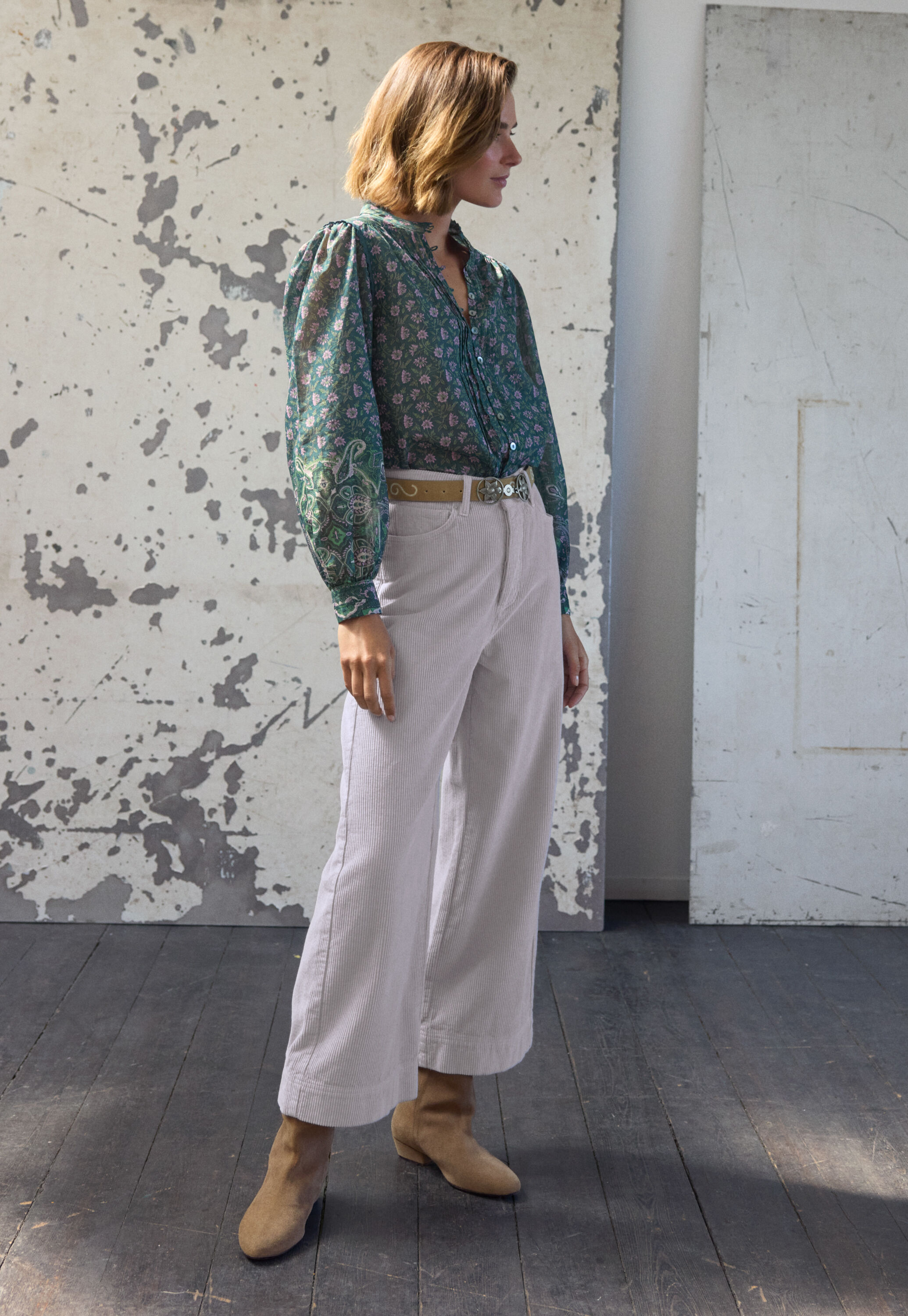 Bedruckte Bluse mit Faltendetails
