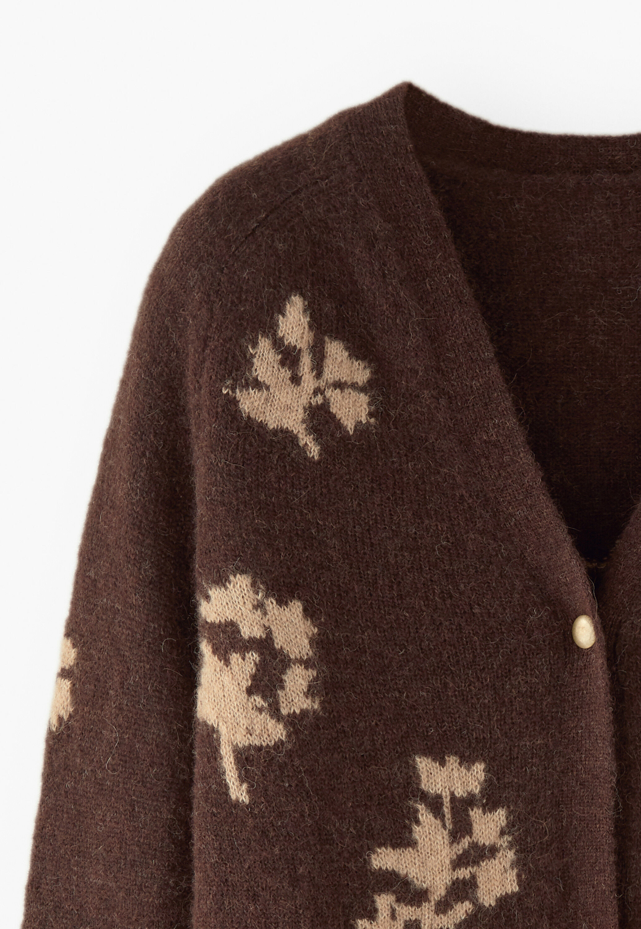 Intarsien-Cardigan mit V-Ausschnitt