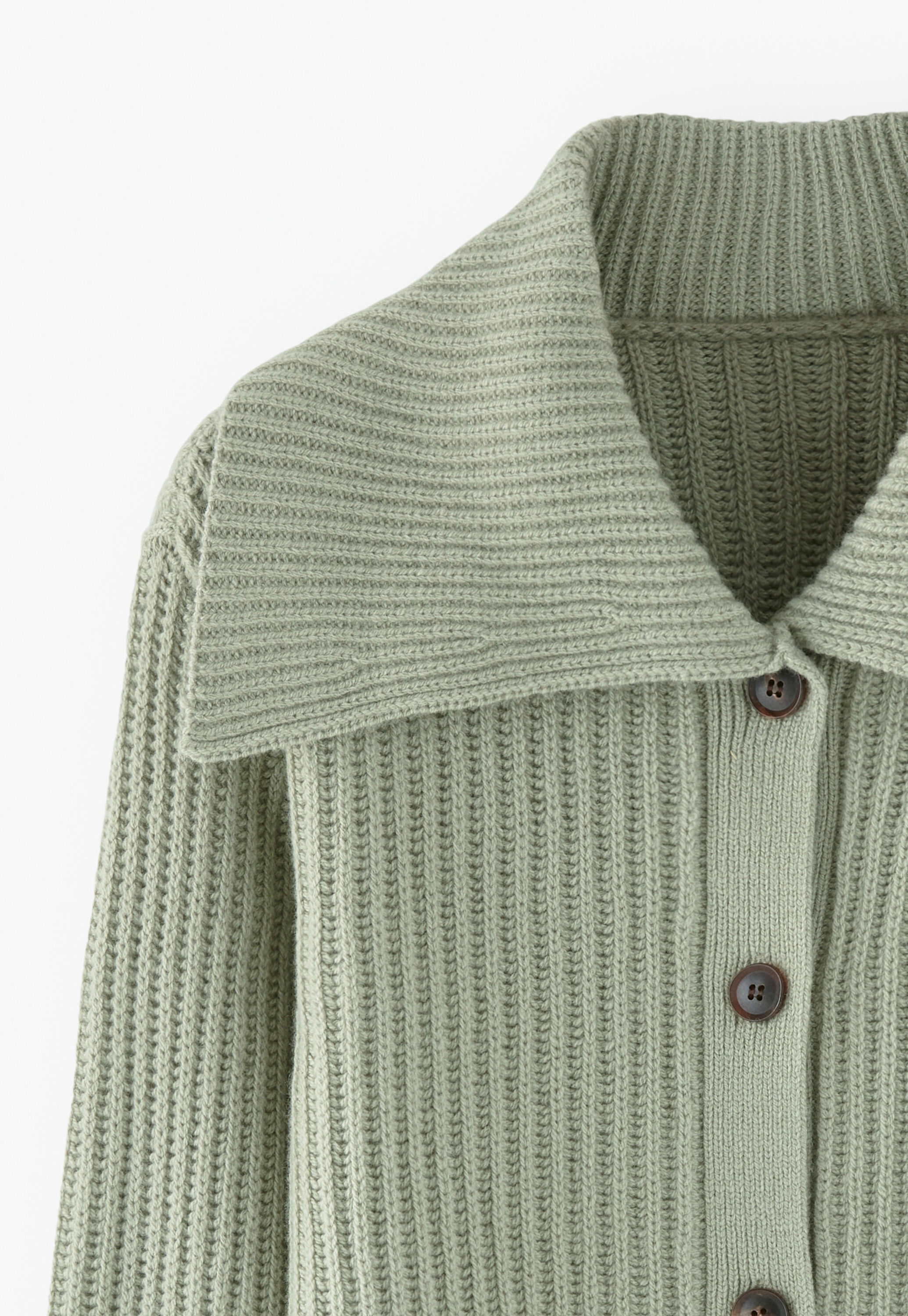 Ripp-Cardigan mit Kragen