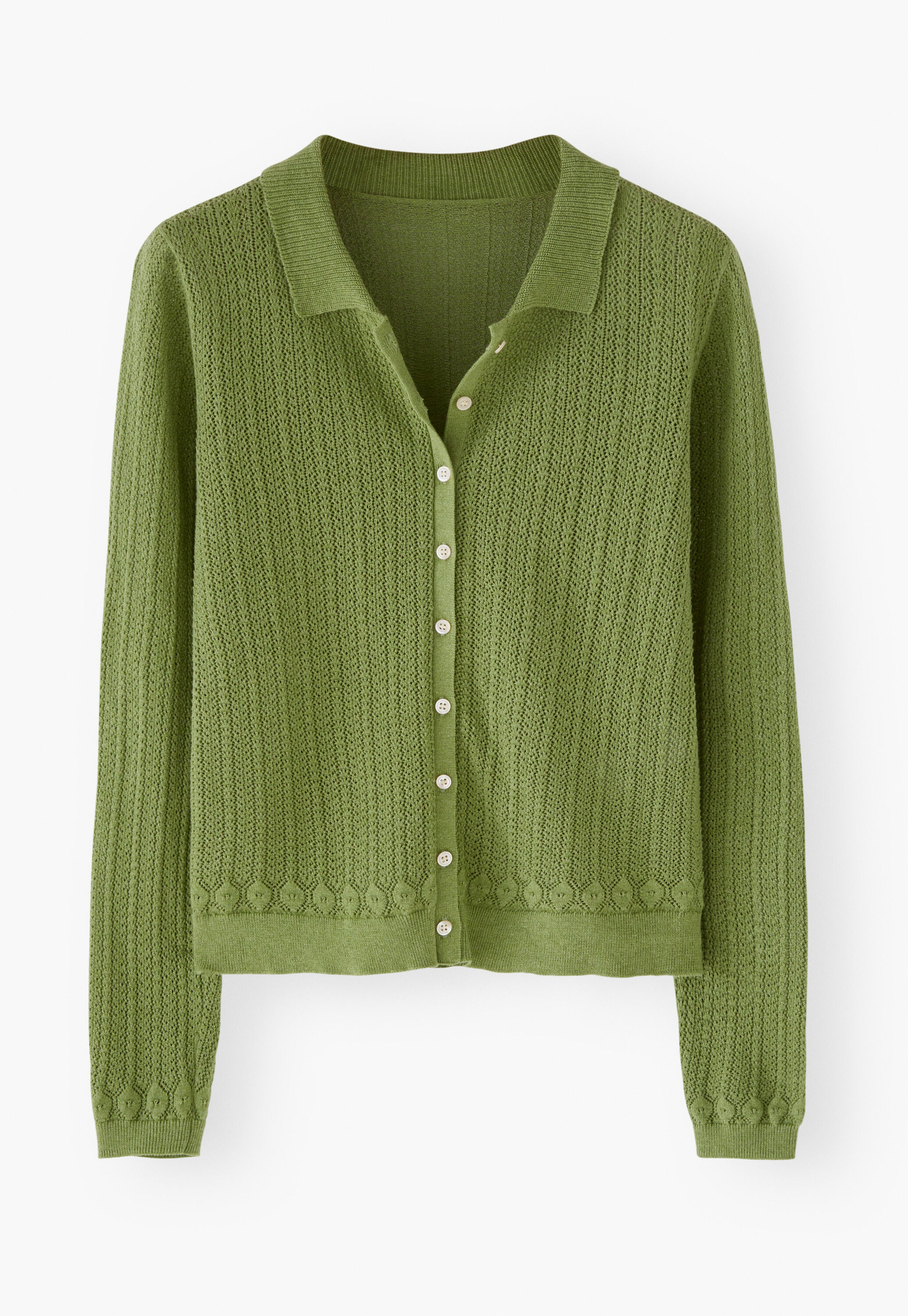 Spitzenmuster-Cardigan mit Kragen