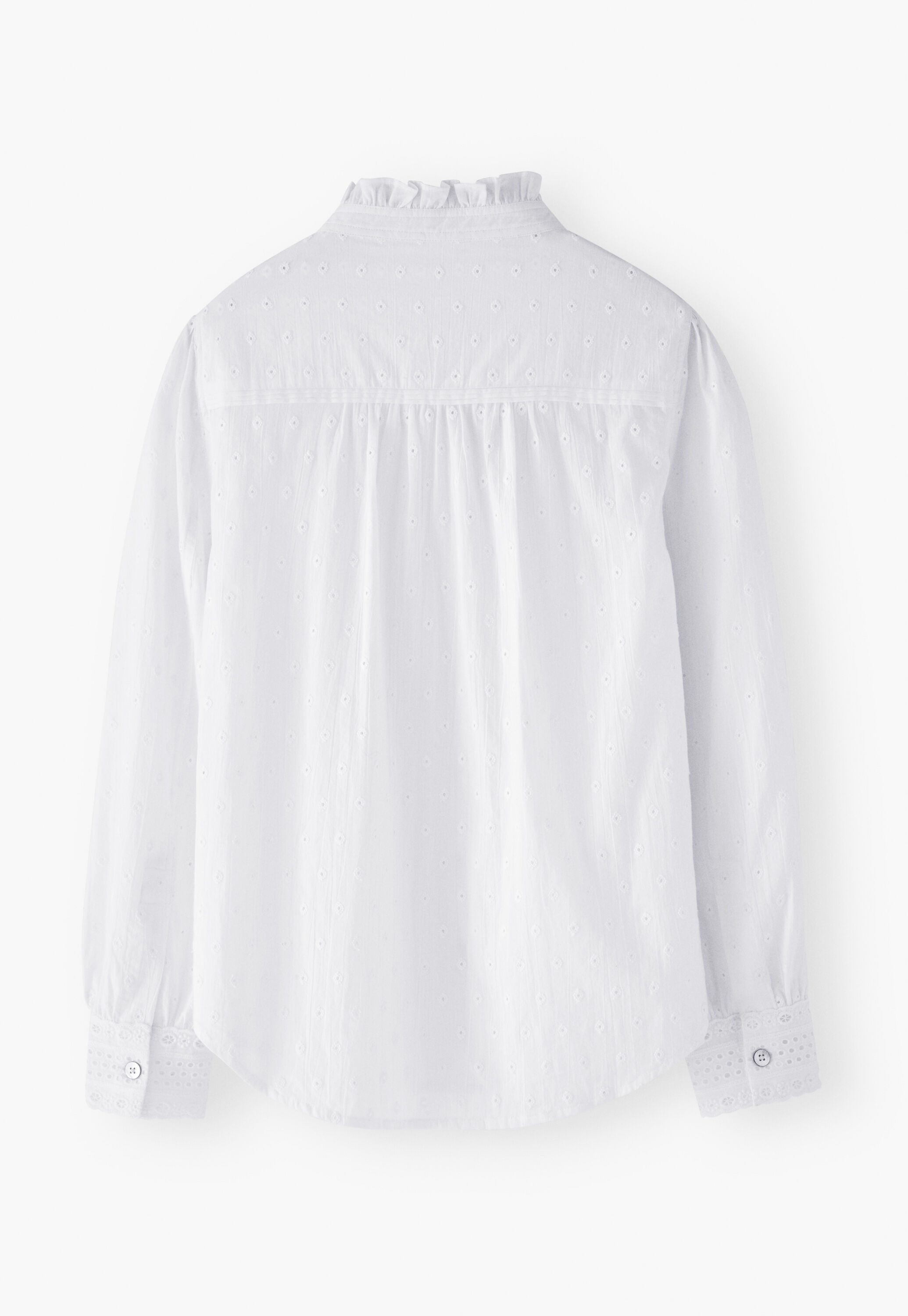 Broderie-Bluse mit R&uuml;schenkragen