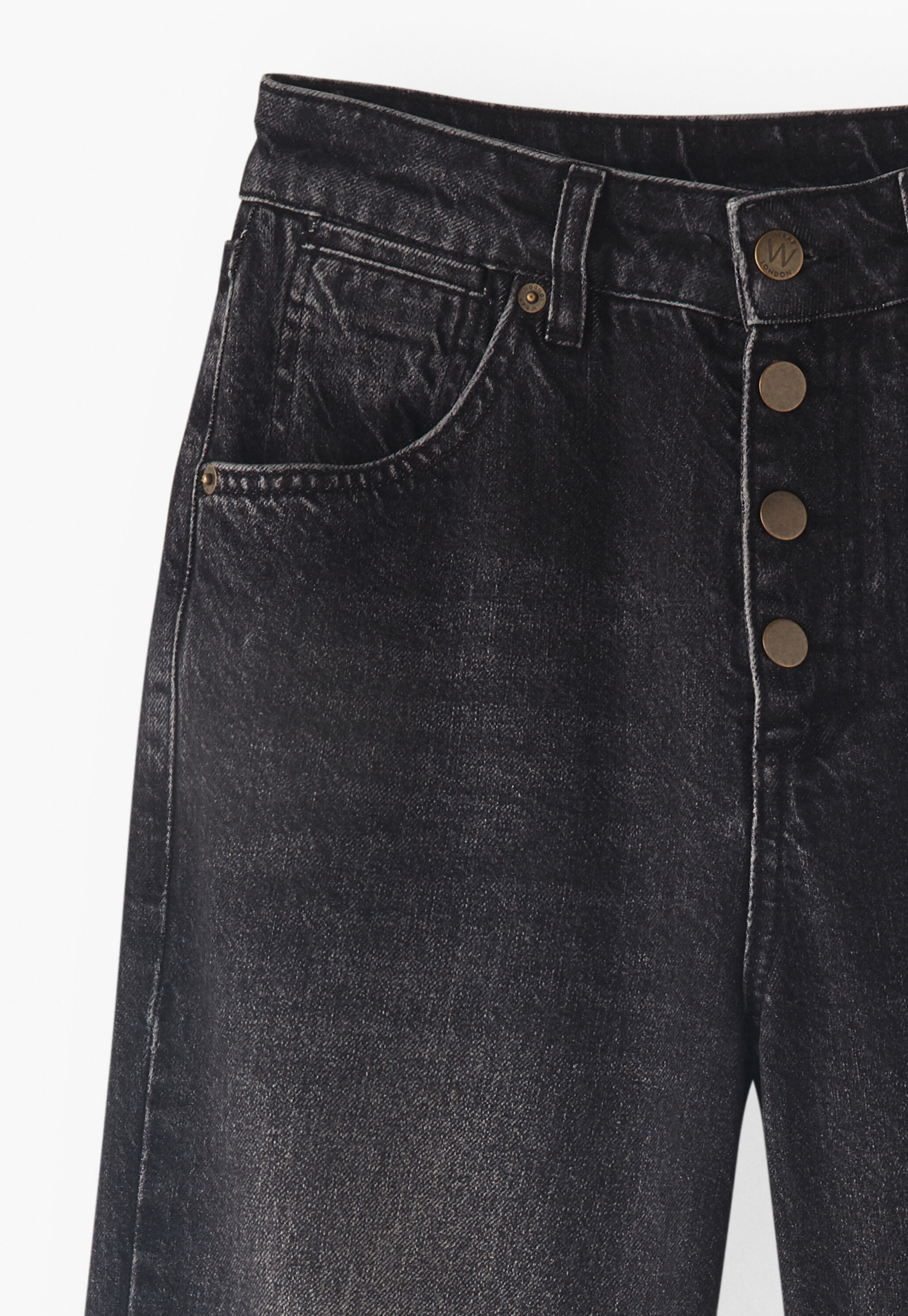 Jeans mit ausgelassenem Saum, Gewaschenes Schwarz, large