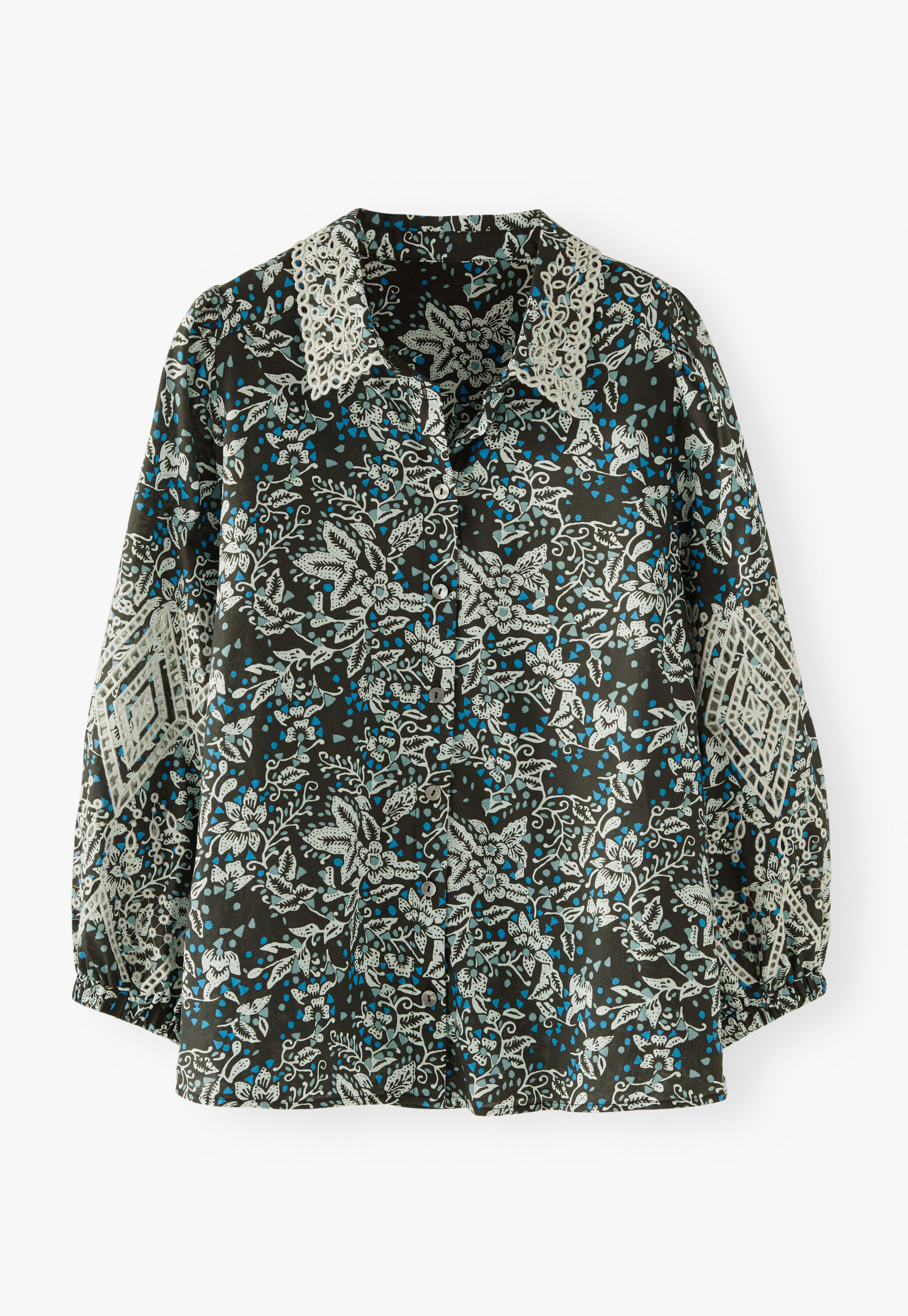 Bedruckte Cutwork-Bluse