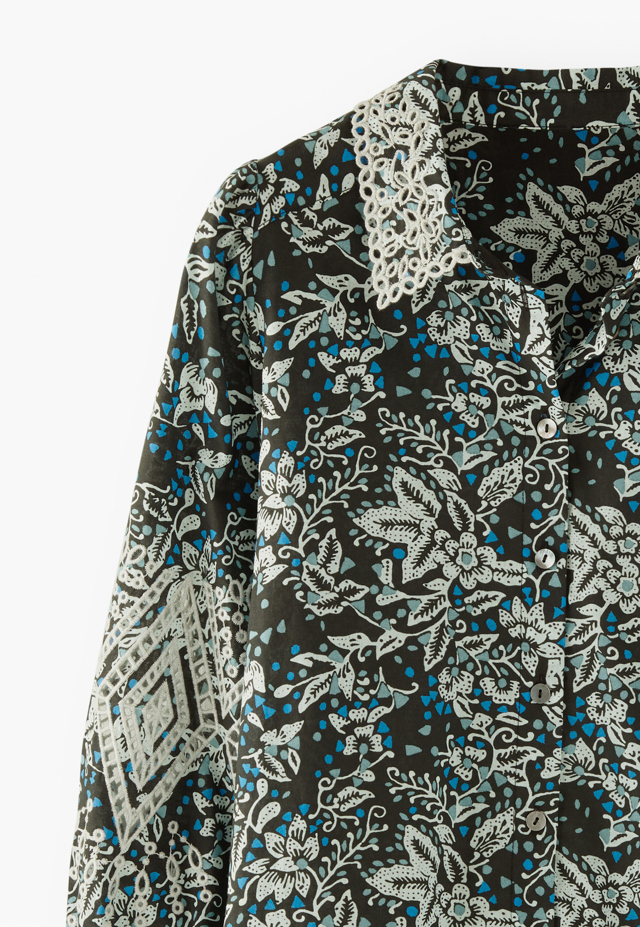 Bedruckte Cutwork-Bluse