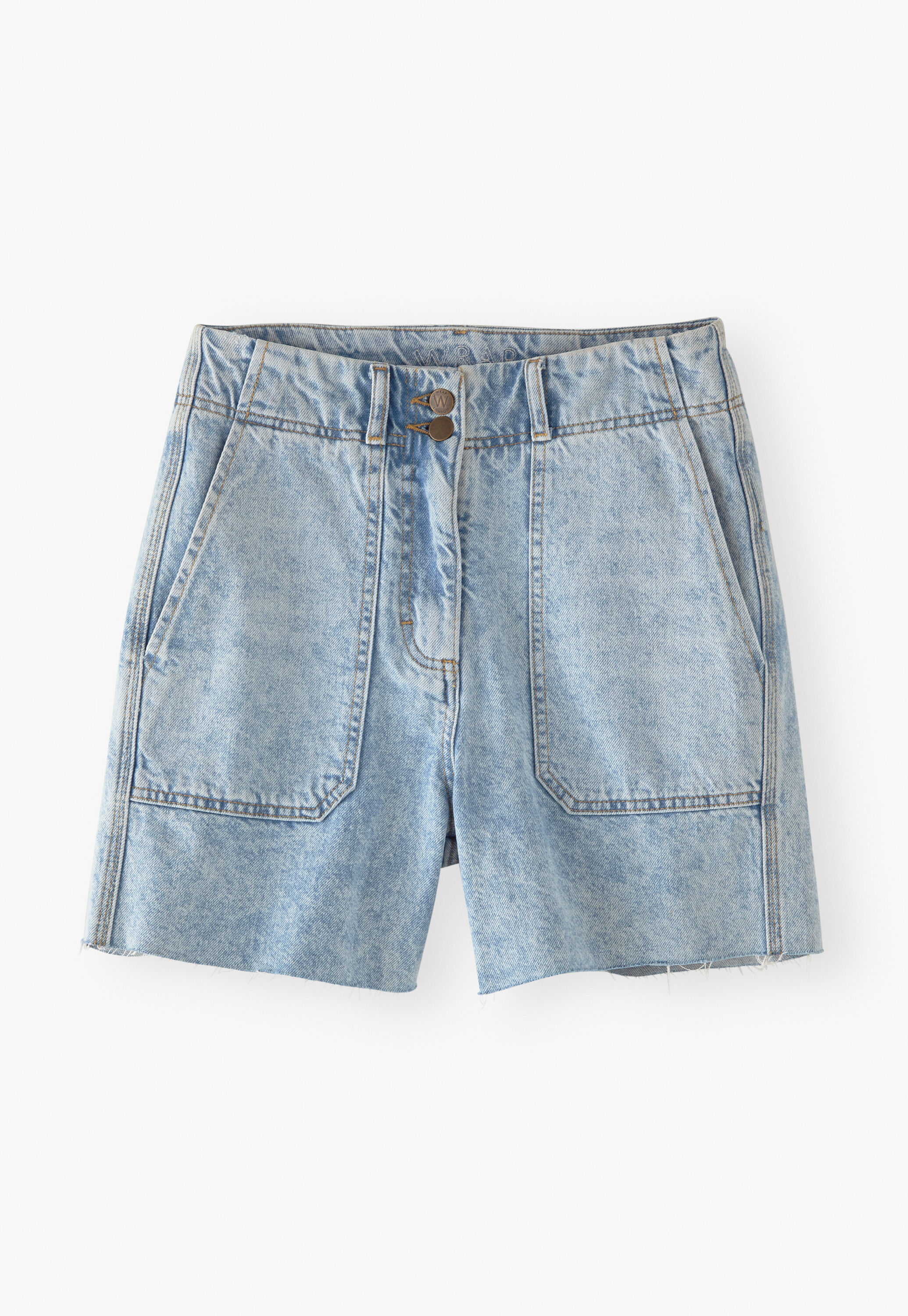 Shorts mit unvers&auml;ubertem Saum aus Denim