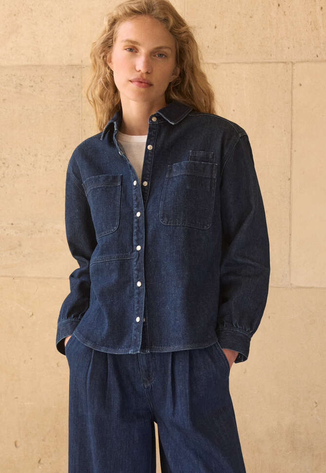 Hemd aus Denim, Dunkle Waschung, completeTheLook
