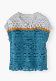 Pullover im H&auml;kelmuster, Cerulean Ocker, webstill