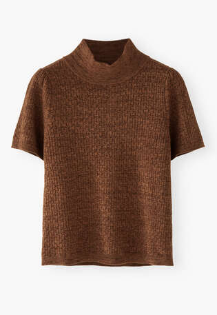 Pointelle-Pullover, Schokolade, webstill