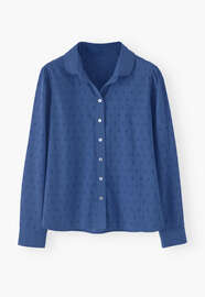 Broderie-Bluse, Kobalt, webstill