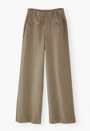 Weitbeinige Hose, Khaki, webstill