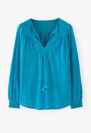 Gerafftes Top, Leuchtendes Blau, webstill