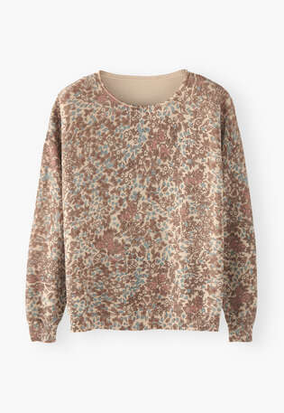 Pullover mit Print, Mandel/Kaffee, webstill