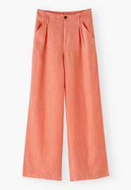 Hose mit weitem Bein, Rote Koralle, webstill