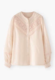 Chambray-Bluse mit Biesen, Perle, webstill