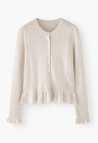Lace-stitch cardigan, Off-white, webstill