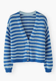 Streifen-Cardigan, Kobalt/Himmelblau, webstill