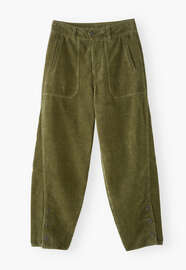 Entspannt geschnittene Karotten-Cordhose, Dunkles Khaki, webstill