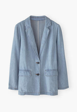 Entspannter Blazer, Blasses Indigo, webstill