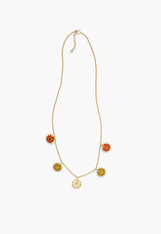 Halskette mit sonnenf&ouml;rmigem Anh&auml;nger, Gold/Spice, webstill