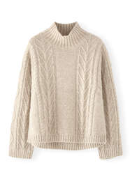 Zopfmuster-Pullover, Rehbraun, webstill