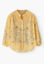 Bedruckte Boyfriend-Bluse, Zitrone/Khaki, webstill
