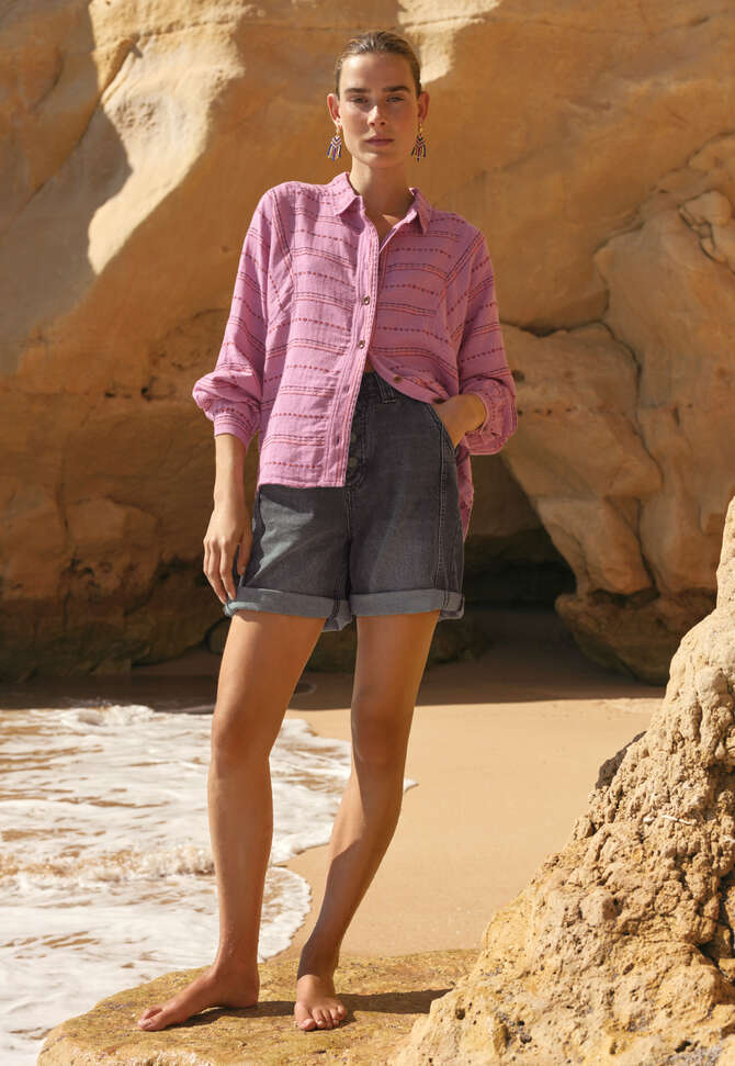 Streifenbluse, Ros&eacute;, completeTheLook