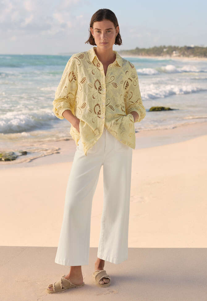 Broderie-Hemd, Zartes Zitronengelb, completeTheLook