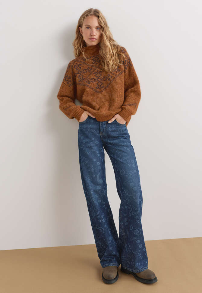 Jacquard-Pullover, Kupfer/Kaffee, completeTheLook