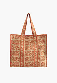 Bedruckte Stepptasche, Orange/Lohbraun, webstill