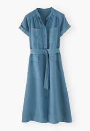 Utility-Hemdblusenkleid, Himmelblau, webstill