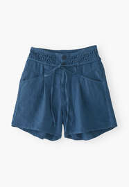 Hoch taillierte Shorts, Indigo, webstill
