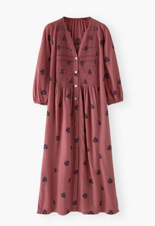 Kleid aus geklipptem Jacquard, Mauverosa, webstill