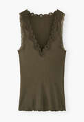 Lace v-neck jersey vest, Dark forest, webstill