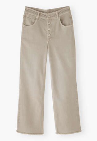 Jeans mit geradem Bein und ausgelassenem Saum, Rauchgrau, webstill