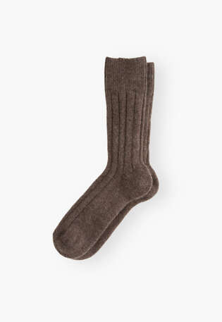 Gerippte Socken, Braun, webstill