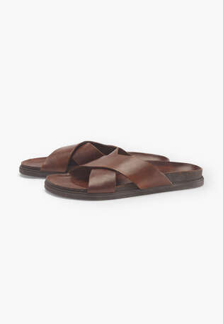 Slipper mit &uuml;berkreuzter Front, Mahagoni, webstill