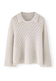 Pullover mit Kragen, Perle, webstill