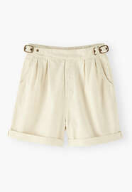 Schnallen-Shorts, Ecru, webstill